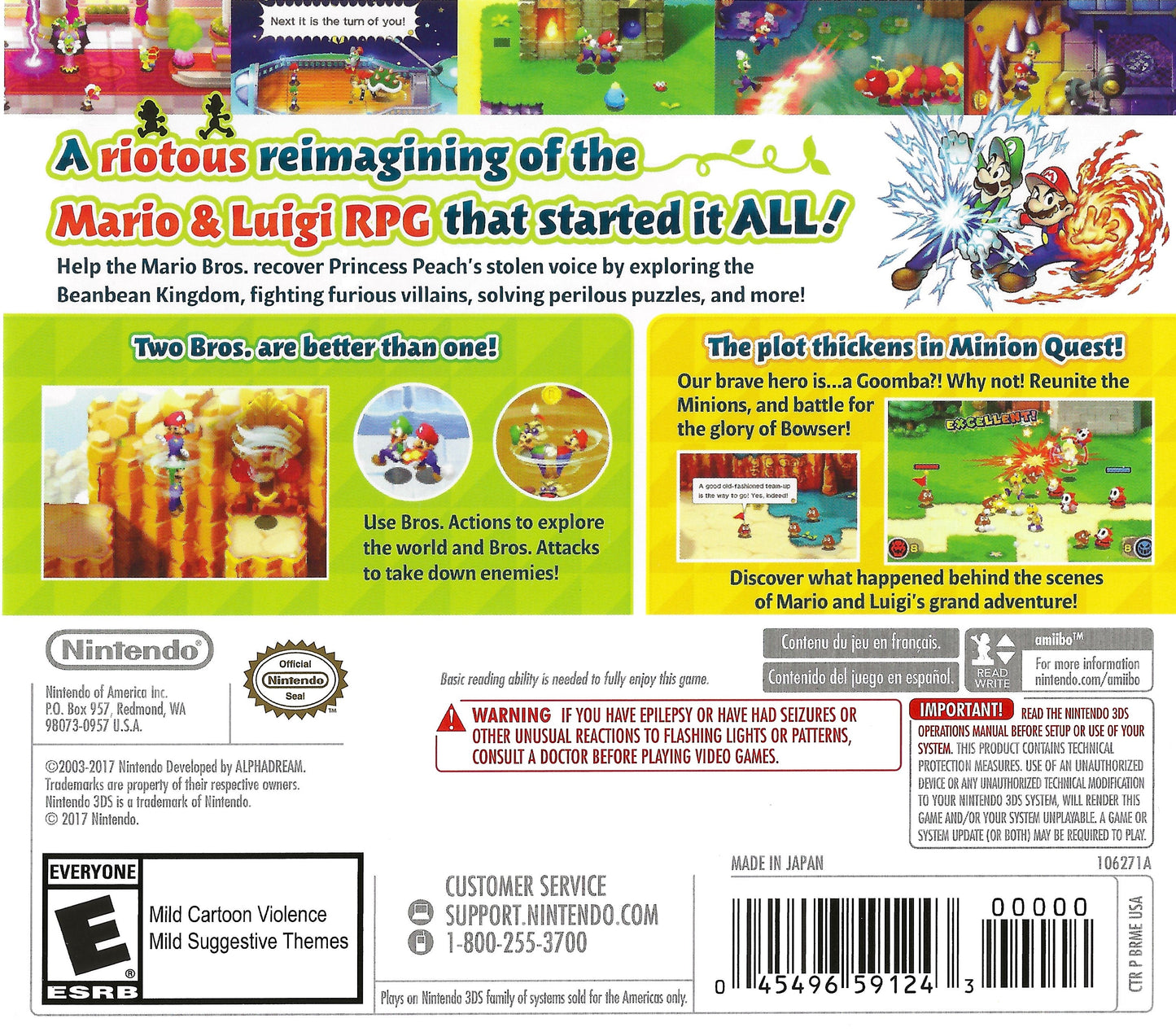 Mario & Luigi: Superstar Saga + Bowser's Minions Nintendo 3DS
