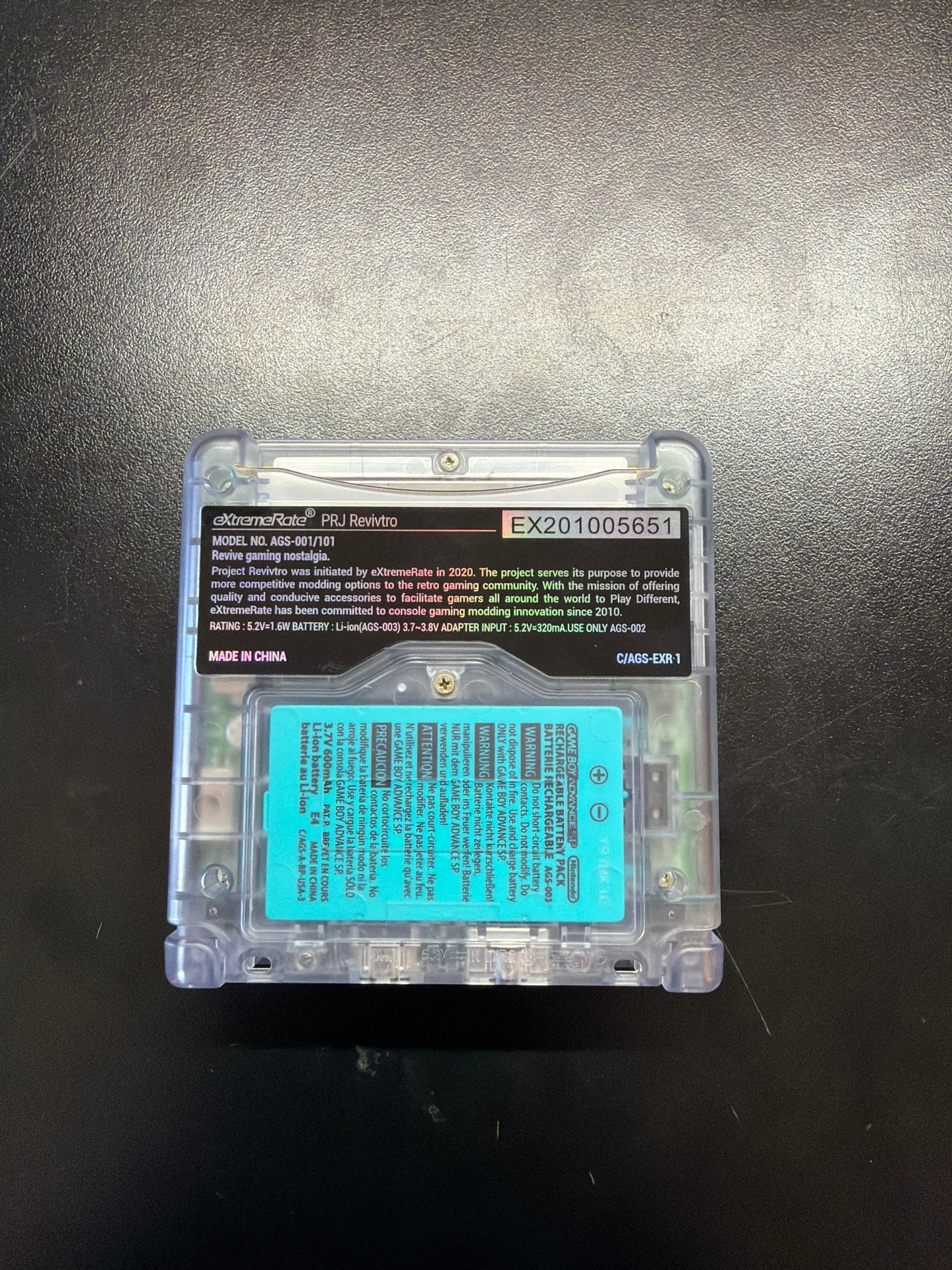 Glacier Blue (Reshell) Gameboy Advance SP (AGS-101)