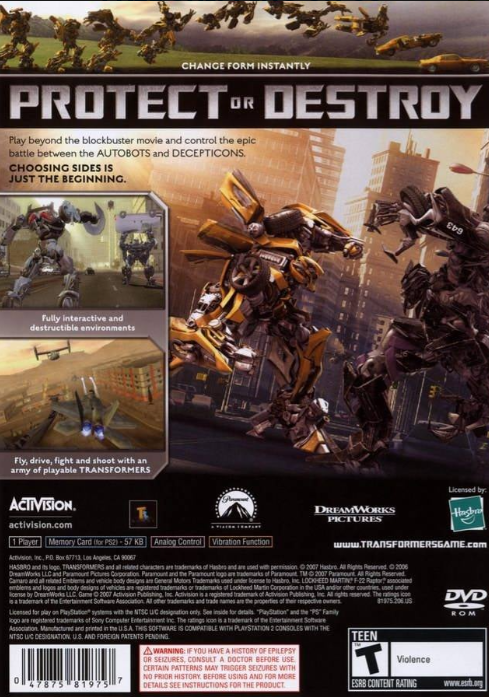 Transformers: The Game Playstation 2