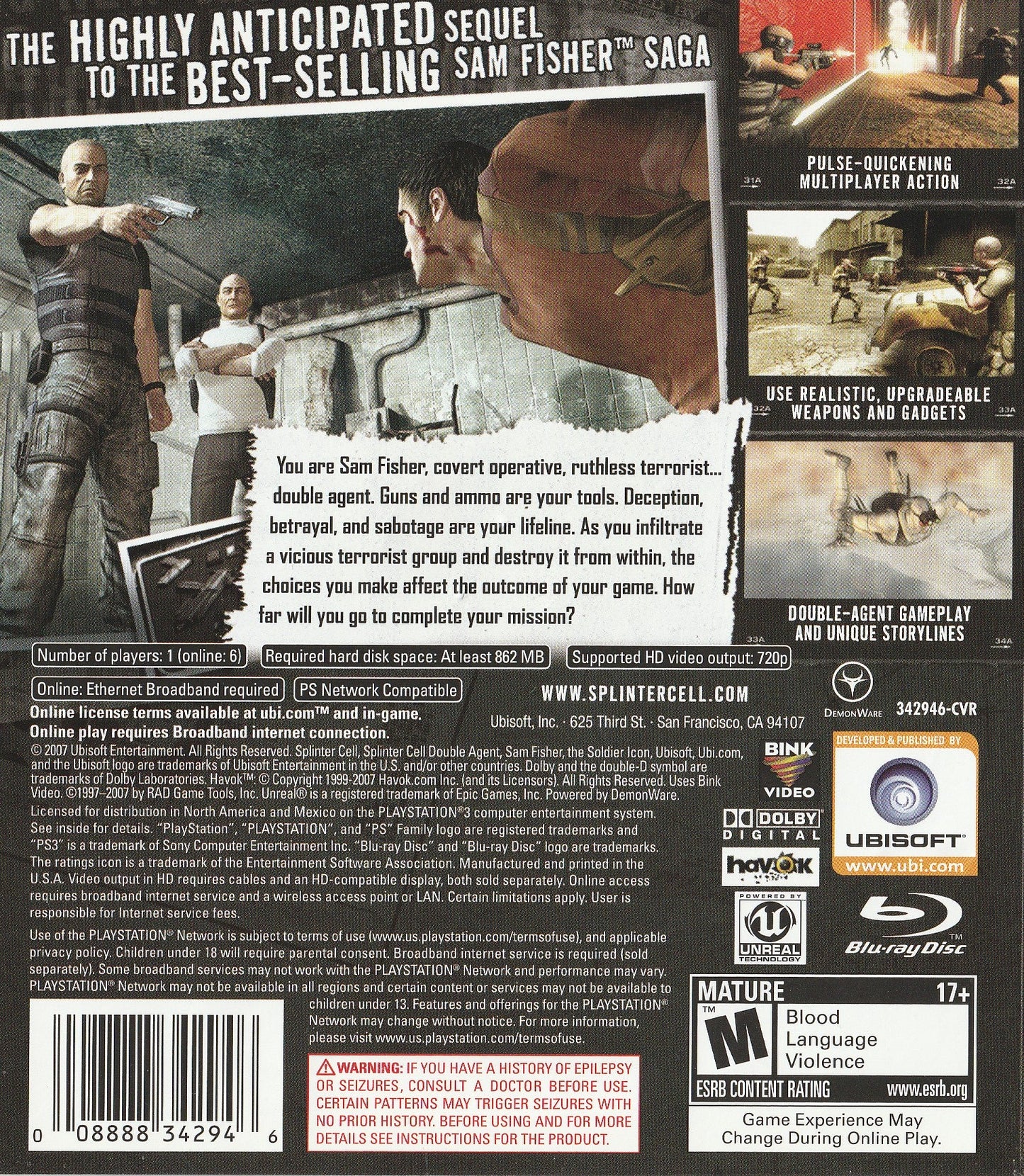 Splinter Cell Double Agent Playstation 3