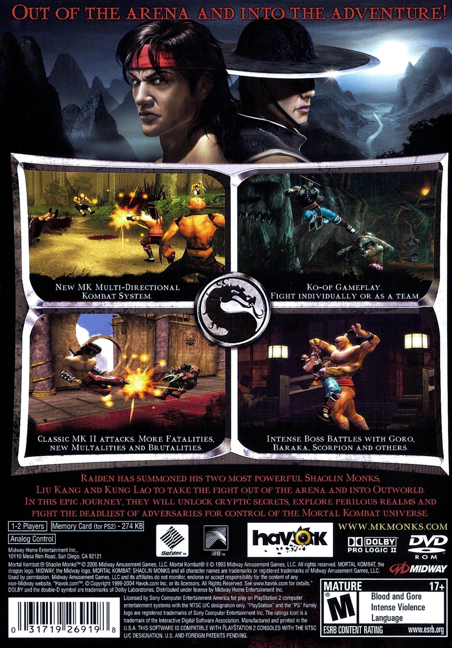 Mortal Kombat Shaolin Monks Playstation 2