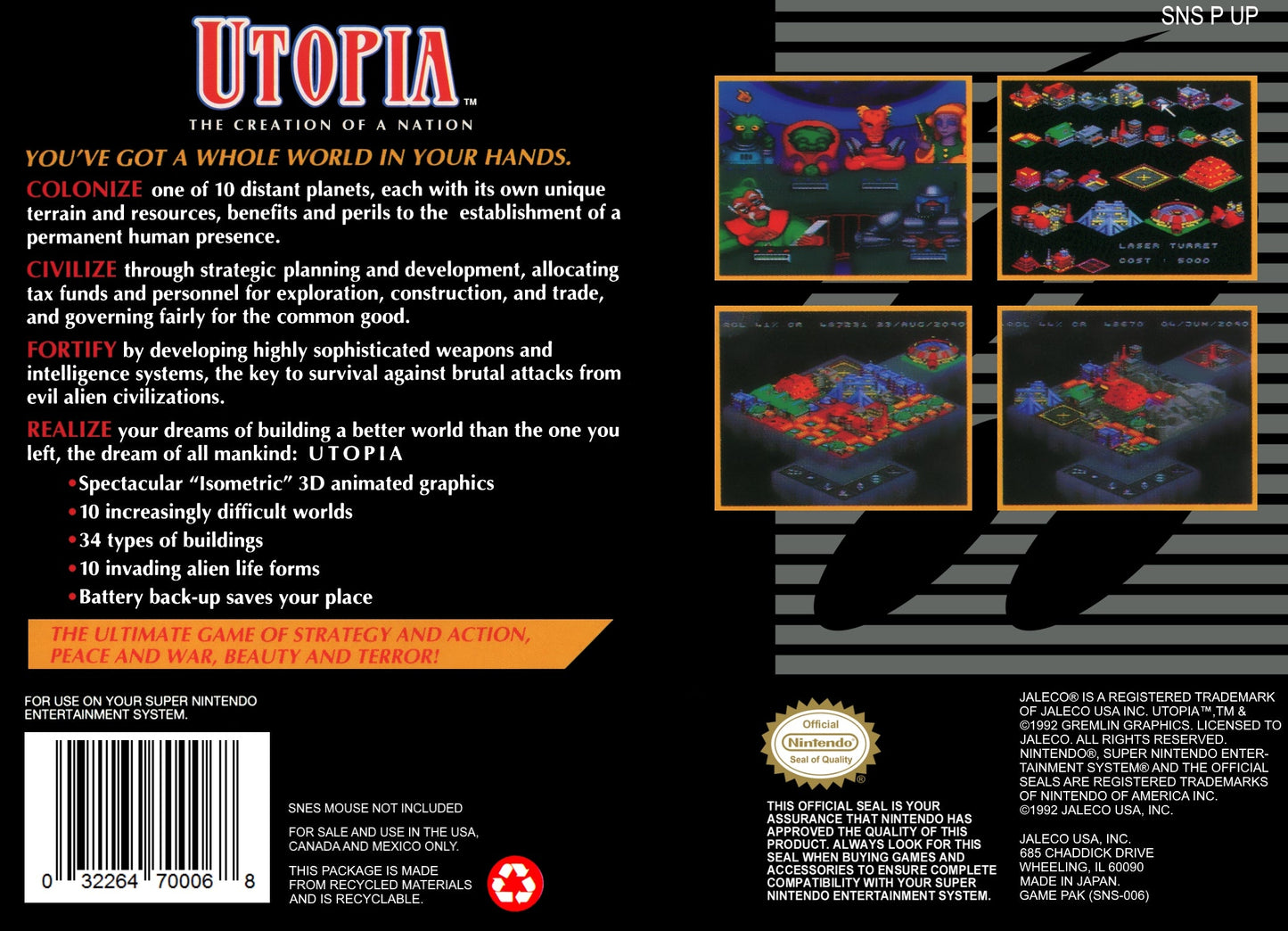 Utopia The Creation of a Nation Super Nintendo