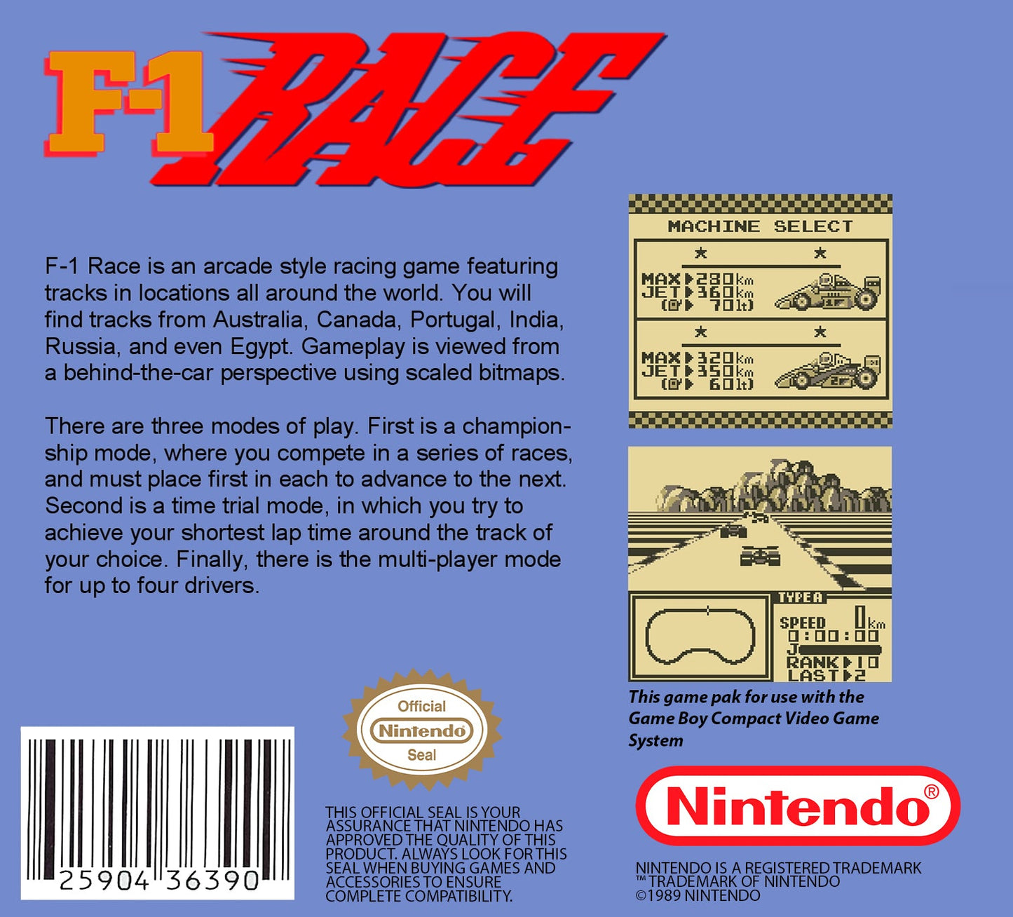 F1 Race GameBoy