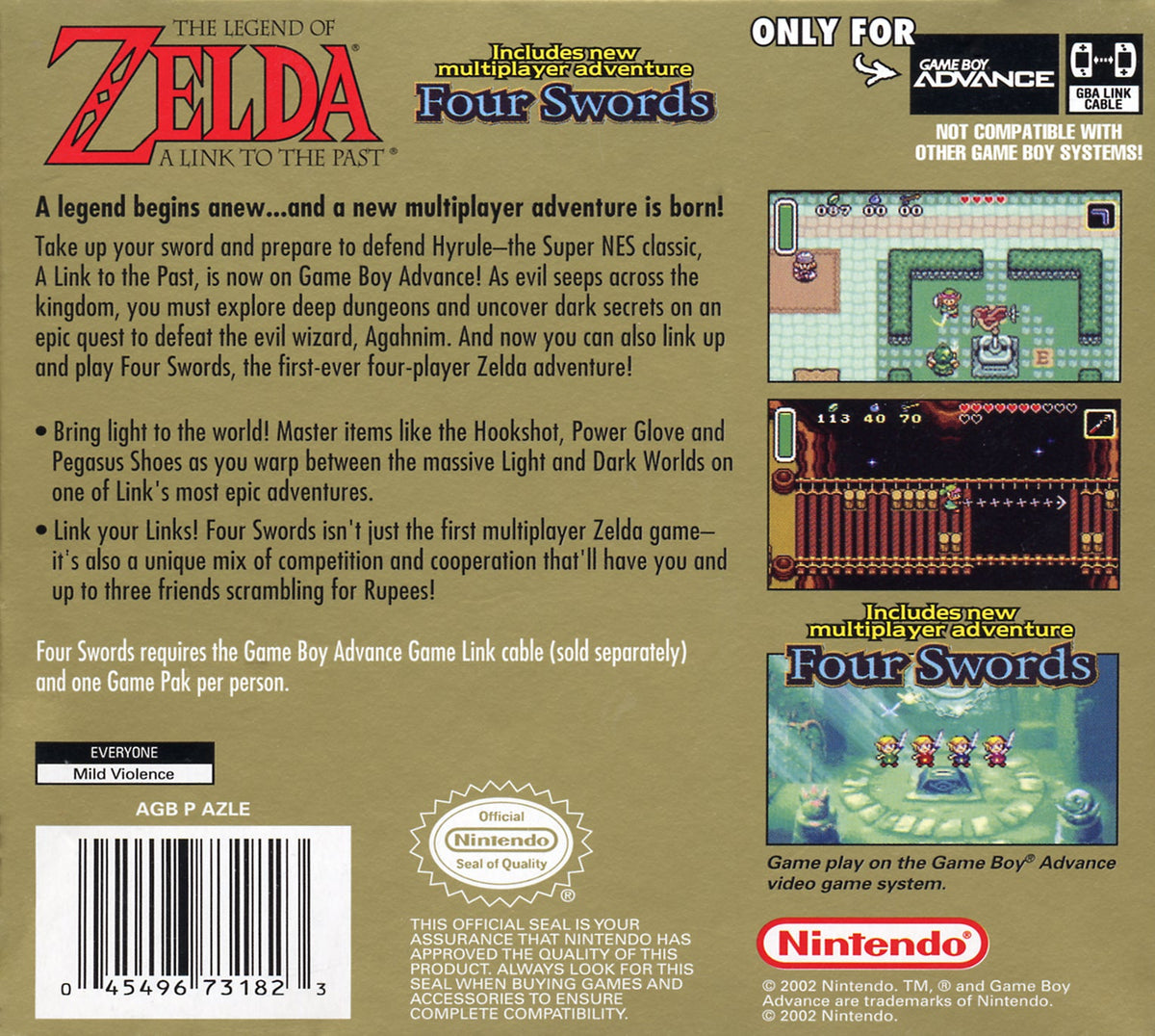 Zelda Link To The Past GameBoy Advance