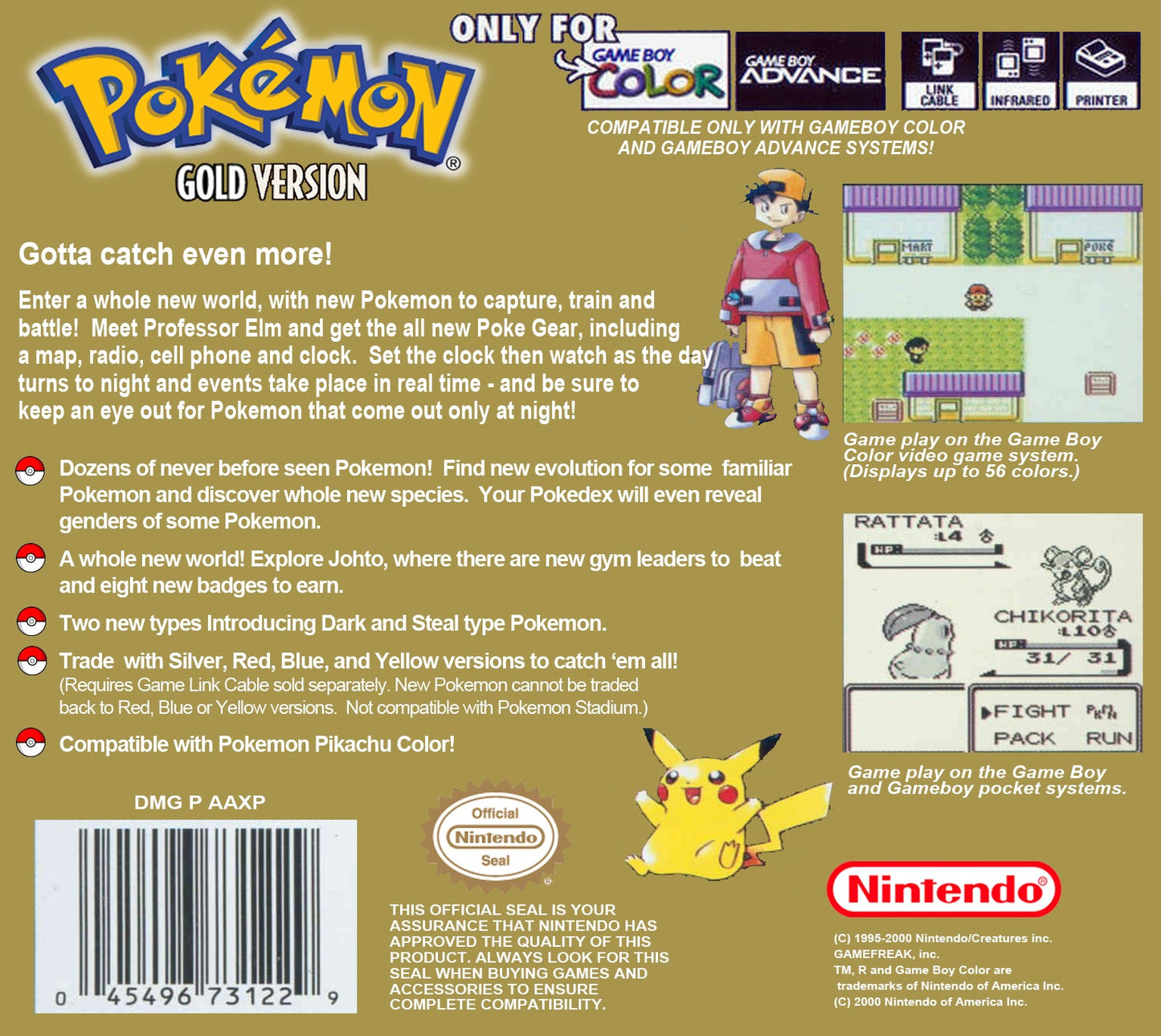 Pokemon Gold GameBoy Color