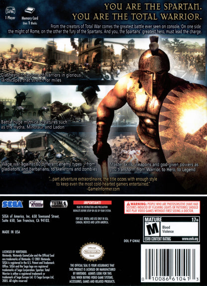 Spartan Total Warrior Gamecube