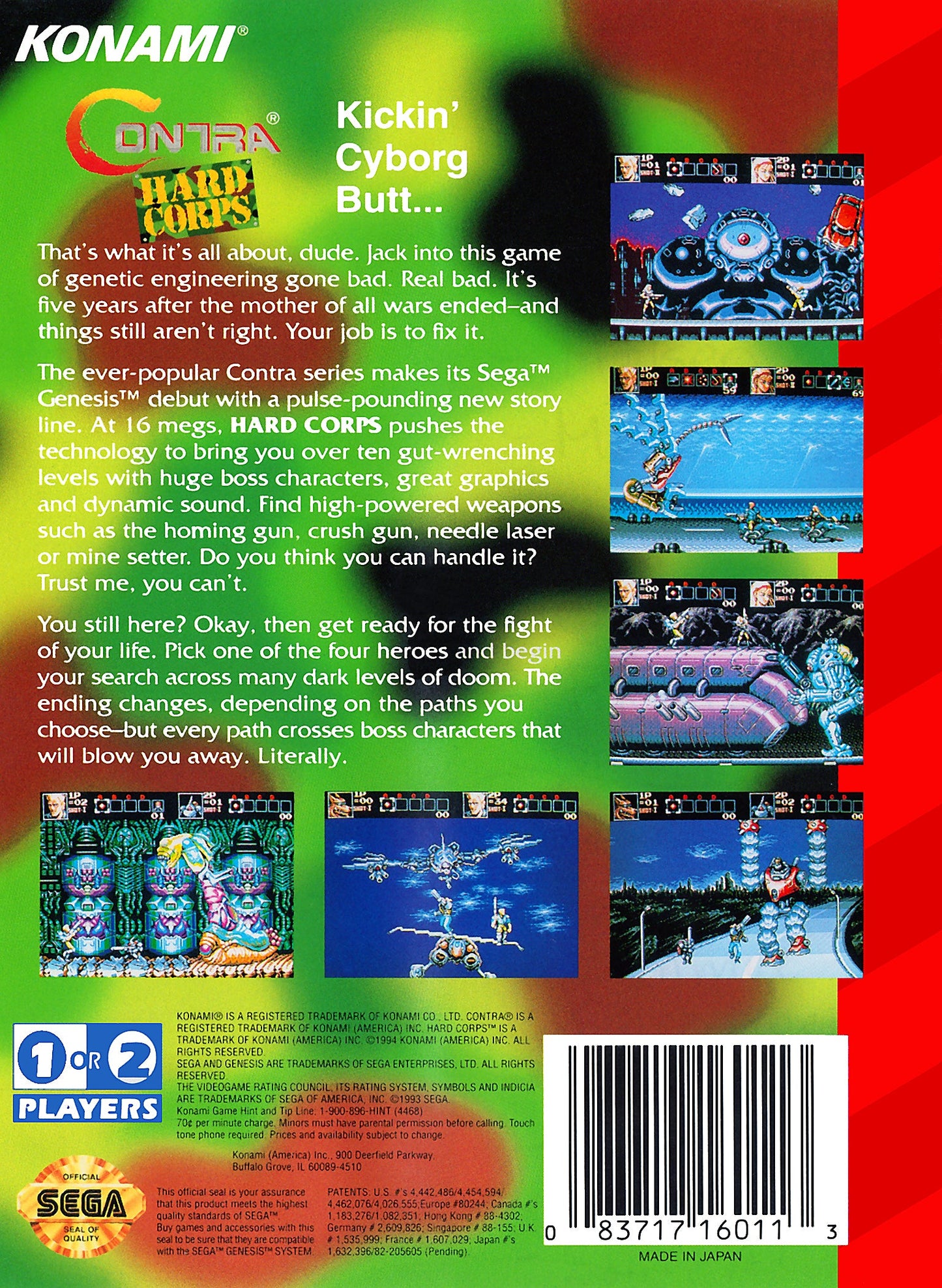 Contra Hard Corps Sega Genesis