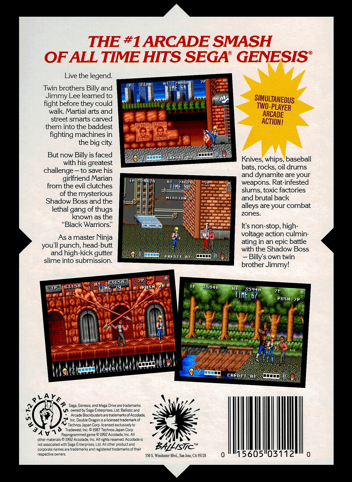 Double Dragon Sega Genesis