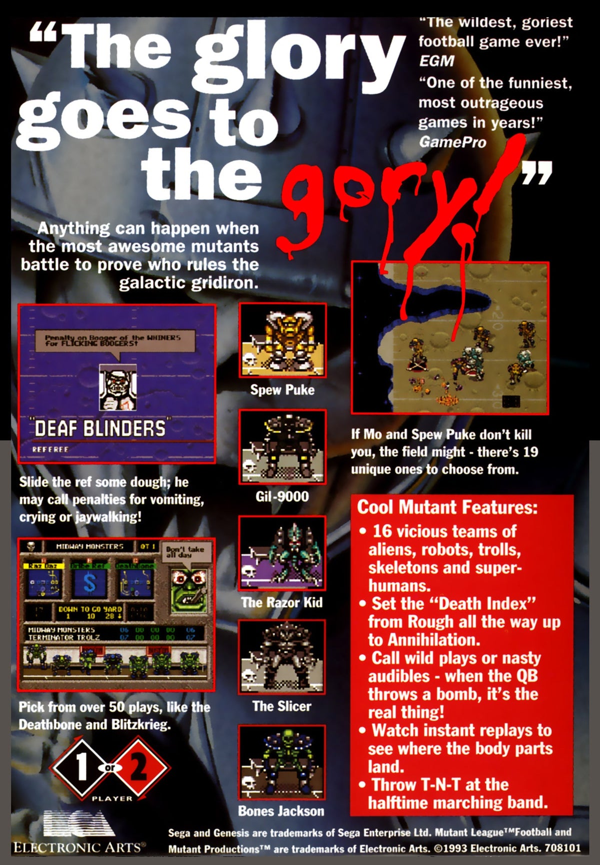 Mutant League Football Sega Genesis