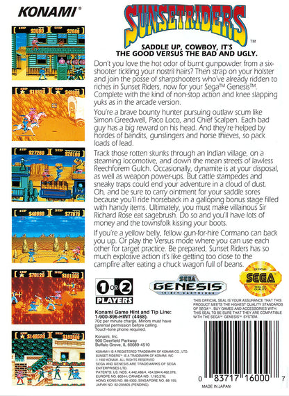 Sunset Riders Sega Genesis