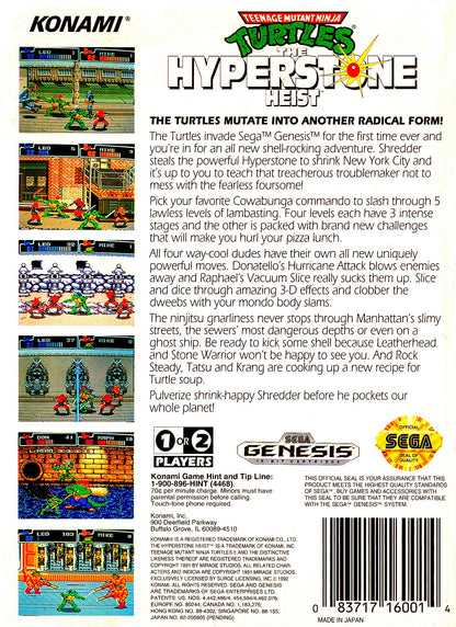 Teenage Mutant Ninja Turtles Hyperstone Heist Sega Genesis