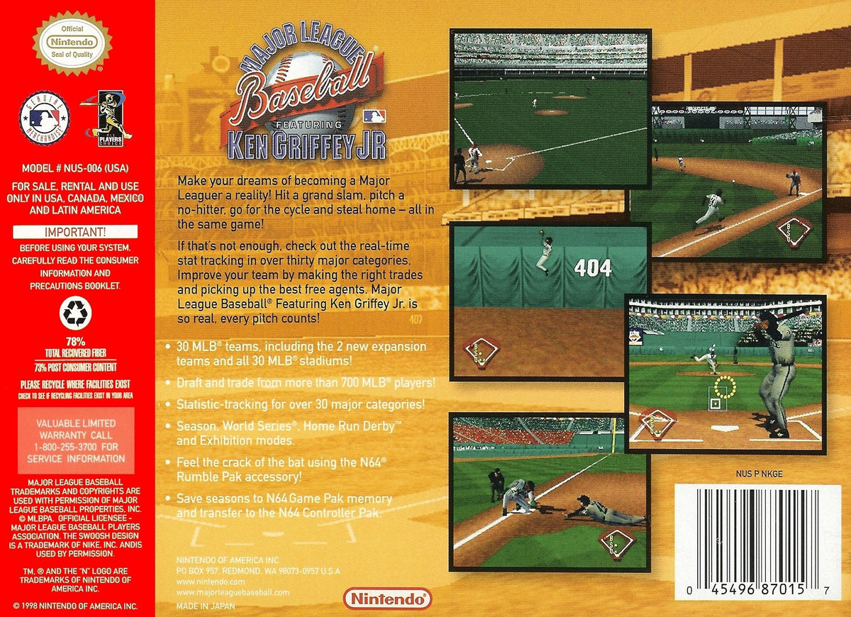 Major League Baseball Featuring Ken Griffey Jr Nintendo 64