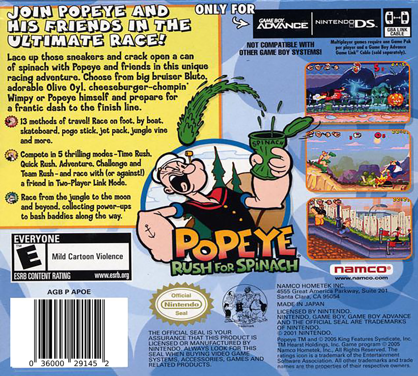 Popeye Rush for Spinach GameBoy Advance
