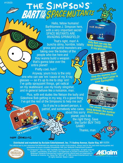 The Simpsons Bart Vs The Space Mutants NES