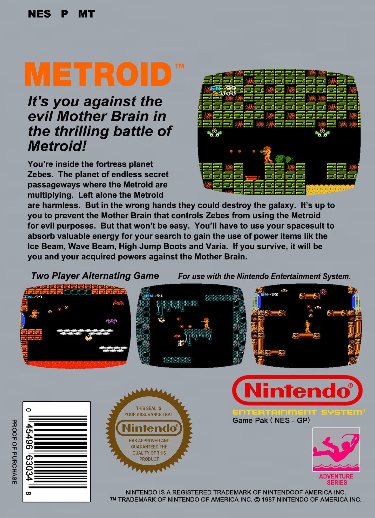 Metroid [5 Screw] NES