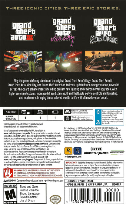 Grand Theft Auto: The Trilogy [Definitive Edition] Nintendo Switch