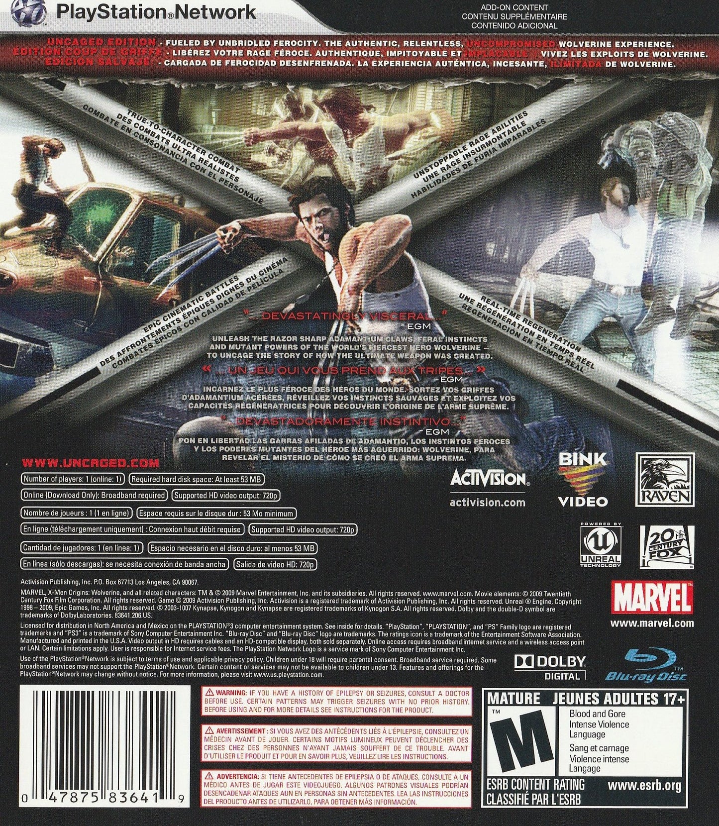 X-Men Origins: Wolverine Playstation 3