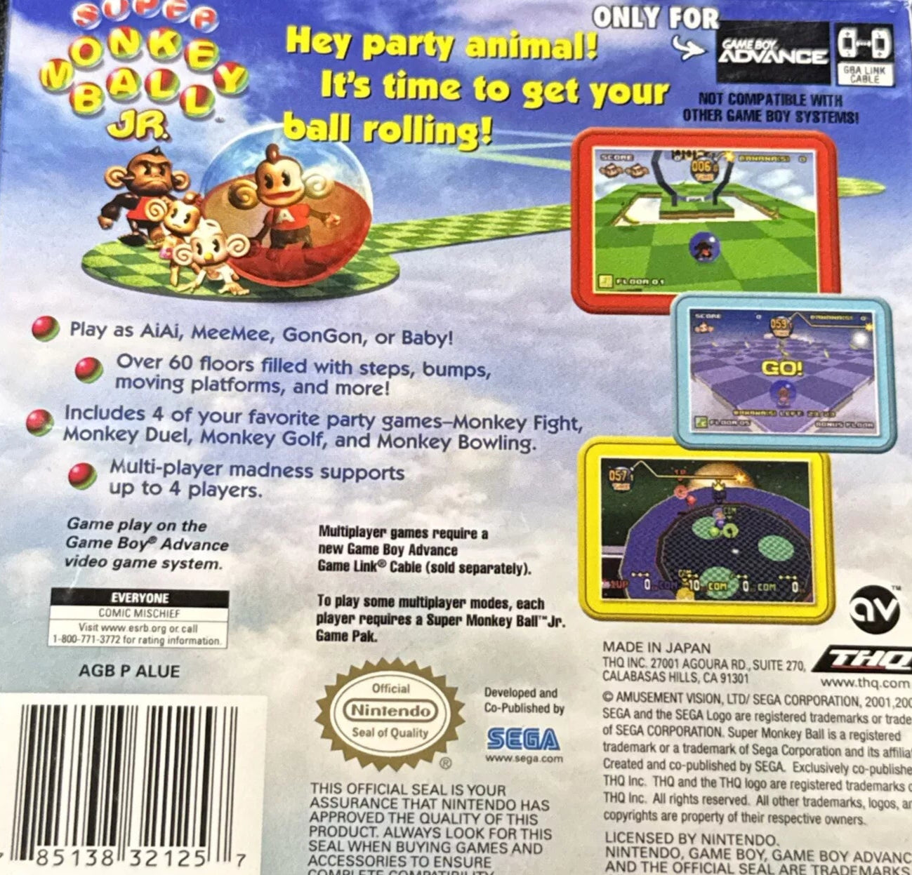 Super Monkey Ball Jr. GameBoy Advance