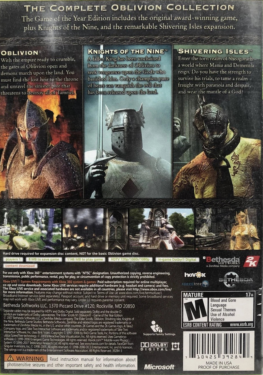 Elder Scrolls IV Oblivion [Game of the Year] Xbox 360