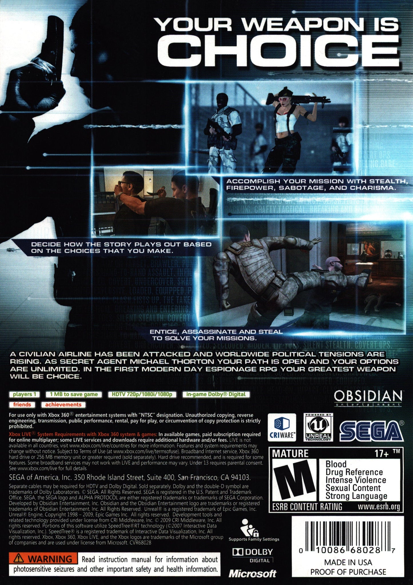 Alpha Protocol Xbox 360